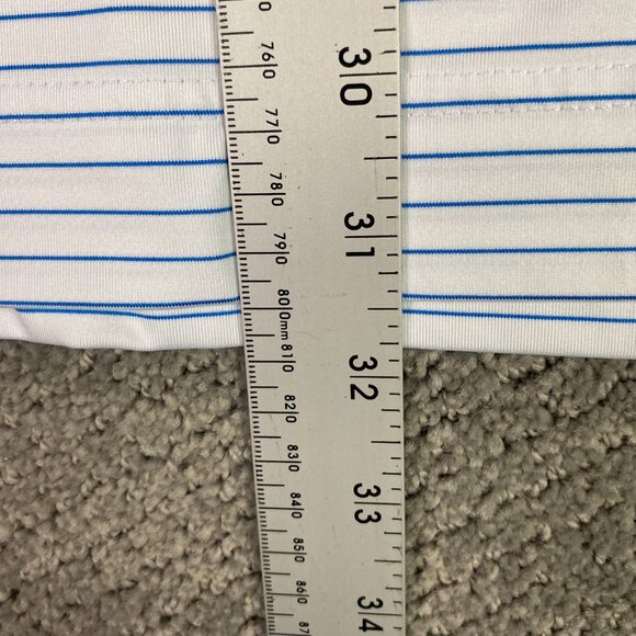 FootJoy Polo Golf Shirt Men's Large White Blue Stripe Striped Performance - Picture 10 of 10